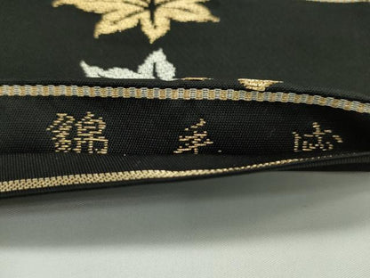 平和屋本店●最高級　龍村平蔵製　六通柄　本袋帯　威毛錦　唐織　黒地　金銀糸　逸品　CZAA1293s5