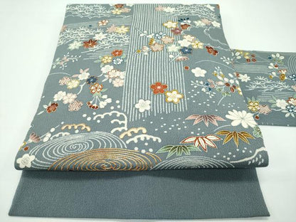 平和屋本店●極上 九寸名古屋帯 駒刺繍 松竹梅 鬼しぼ縮緬 逸品 CZAA1300s5