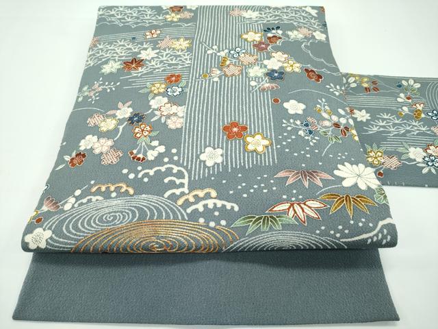 平和屋本店●極上 九寸名古屋帯 駒刺繍 松竹梅 鬼しぼ縮緬 逸品 CZAA1300s5
