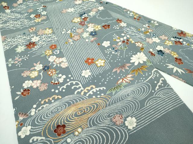 平和屋本店●極上 九寸名古屋帯 駒刺繍 松竹梅 鬼しぼ縮緬 逸品 CZAA1300s5