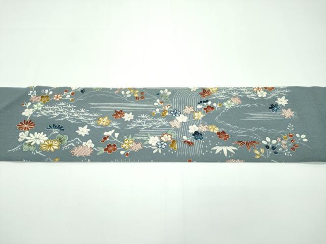 平和屋本店●極上 九寸名古屋帯 駒刺繍 松竹梅 鬼しぼ縮緬 逸品 CZAA1300s5