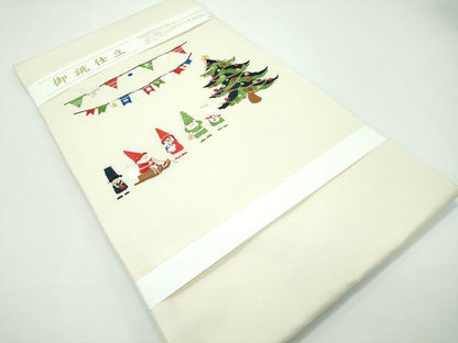 平和屋本店■極上　九寸名古屋帯　総刺繍　クリスマス　ツリー　サンタクロース　金糸　逸品　新品　CZAA1302s5