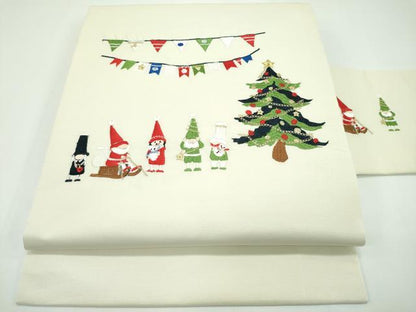 平和屋本店■極上　九寸名古屋帯　総刺繍　クリスマス　ツリー　サンタクロース　金糸　逸品　新品　CZAA1302s5