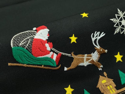 平和屋本店■極上 西陣 大光謹製 九寸名古屋帯 総刺繍 クリスマス サンタクロース 雪だるま 黒地 銀糸 証紙付き 逸品 新品 CZAA1303s5