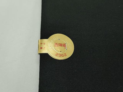 平和屋本店■極上 西陣 大光謹製 九寸名古屋帯 総刺繍 クリスマス サンタクロース 雪だるま 黒地 銀糸 証紙付き 逸品 新品 CZAA1303s5