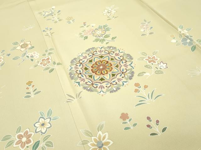 平和屋本店■極上　創業460年・千總　訪問着　駒刺繍　正倉院草花文　金彩　丁子色地　逸品　CZAA1315s5