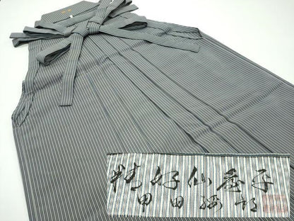 平和屋本店■極上　男性　人間国宝　甲田綏郎　精好仙台平　馬乗り袴　縞　逸品　CZAA1325s5