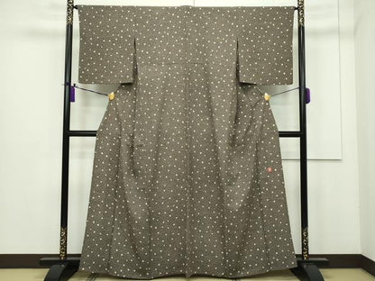 平和屋本店▽極上 ファッションデザイナー 花井幸子 小紋 単衣 大小あられ 涅色地 逸品 CZAA1375s5