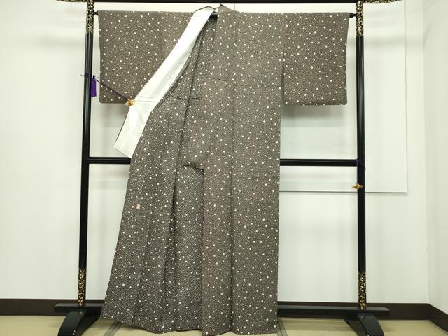 平和屋本店▽極上 ファッションデザイナー 花井幸子 小紋 単衣 大小あられ 涅色地 逸品 CZAA1375s5