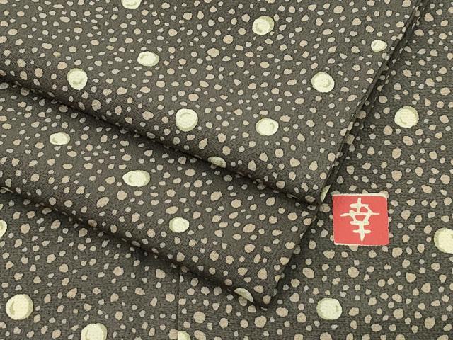 平和屋本店▽極上 ファッションデザイナー 花井幸子 小紋 単衣 大小あられ 涅色地 逸品 CZAA1375s5