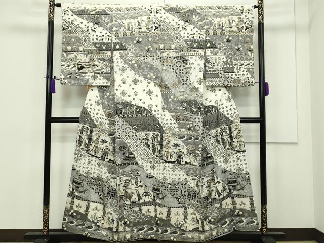 平和屋本店●極上 訪問着 総刺繍 スワトウ刺繍 壁画文様 金糸 逸品 CZAA1376s5