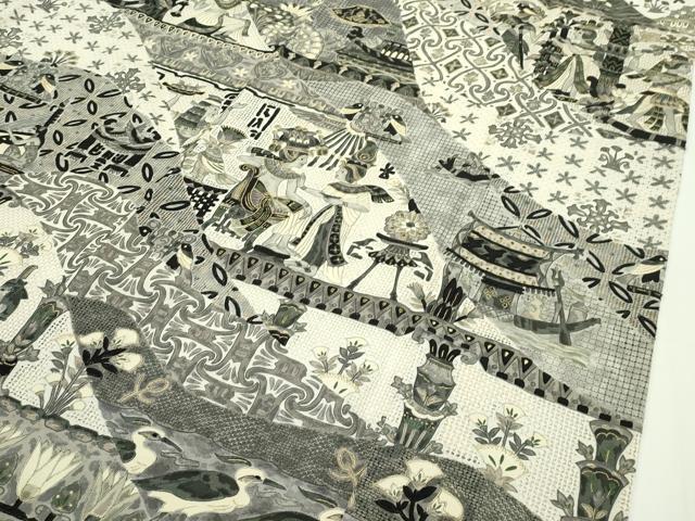 平和屋本店●極上 訪問着 総刺繍 スワトウ刺繍 壁画文様 金糸 逸品 CZAA1376s5