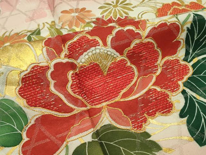 平和屋本店●極上 創業460年・千總 振袖 駒刺繍 草花文 暈し染め 金彩 高島屋扱い 逸品 CZAA1379s5