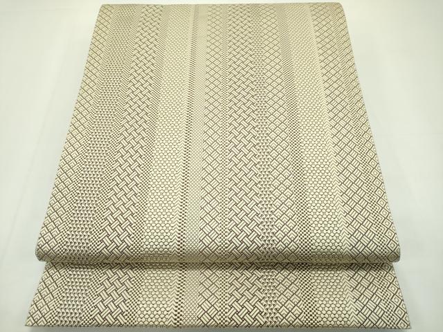 平和屋本店●極上 本場筑前博多織 草木染 手織工房 染匠：小森久 八寸名古屋帯 ジャバラ紋 逸品 未使用 CZAA1430s5