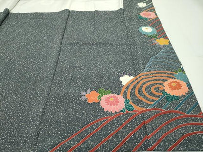 平和屋本店■極上　京加賀友禅　松本健一　振袖　鴛鴦　たたき染め　逸品　CZAA1448s5