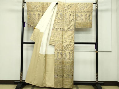 平和屋本店●極上 訪問着 総刺繍 スワトウ相良刺繍 エジプト壁画文様 逸品 CZAA1453s5