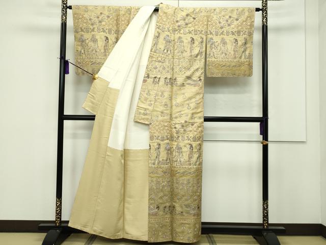平和屋本店●極上 訪問着 総刺繍 スワトウ相良刺繍 エジプト壁画文様 逸品 CZAA1453s5