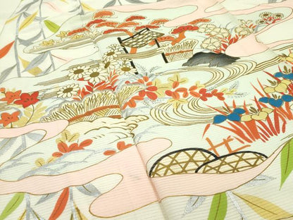 平和屋本店■希少　夏物　アンティーク　振袖　刺繍　絽　御所解文　金銀糸　逸品　CZAA1507s5