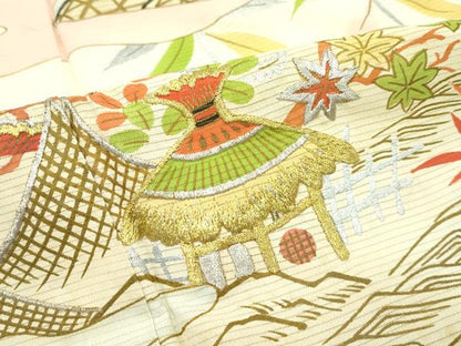平和屋本店■希少　夏物　アンティーク　振袖　刺繍　絽　御所解文　金銀糸　逸品　CZAA1507s5