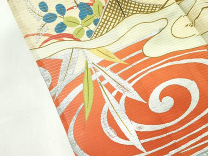 平和屋本店■希少　夏物　アンティーク　振袖　刺繍　絽　御所解文　金銀糸　逸品　CZAA1507s5