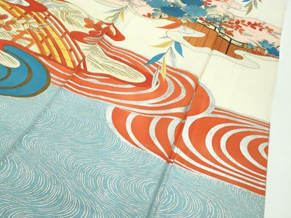 平和屋本店■希少　夏物　アンティーク　振袖　刺繍　絽　御所解文　金銀糸　逸品　CZAA1507s5