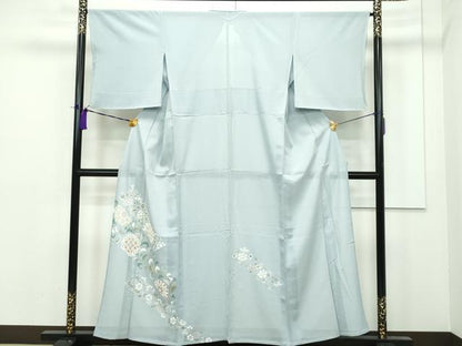 平和屋着物＊極上　夏物　訪問着　絽　正倉院花文　灰青色地　逸品　未使用　CZAA4751s6