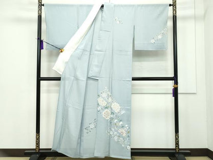 平和屋着物＊極上　夏物　訪問着　絽　正倉院花文　灰青色地　逸品　未使用　CZAA4751s6