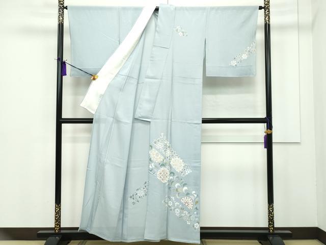 平和屋着物＊極上　夏物　訪問着　絽　正倉院花文　灰青色地　逸品　未使用　CZAA4751s6