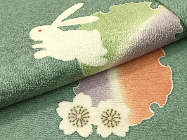 平和屋本店■極上　人形作家・ホリヒロシ　小紋　雪輪兎花文　岩井茶色地　逸品　CZAA1522s5