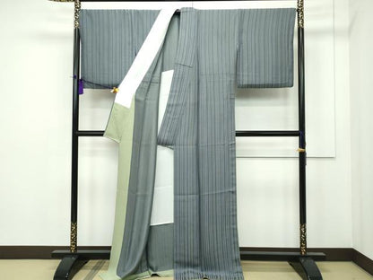 平和屋本店▽極上 お召 単衣 間道 逸品 CZAA1533s5