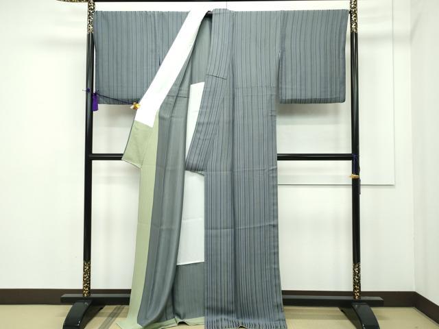 平和屋本店▽極上 お召 単衣 間道 逸品 CZAA1533s5