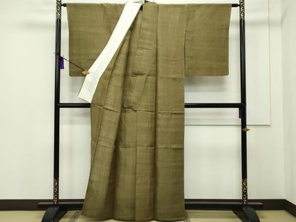平和屋本店＊最高級 夏物 重要無形文化財 越後上布 小河正義作 色無地 路考茶色 証紙付き 芋麻 逸品 CZAA1550s5