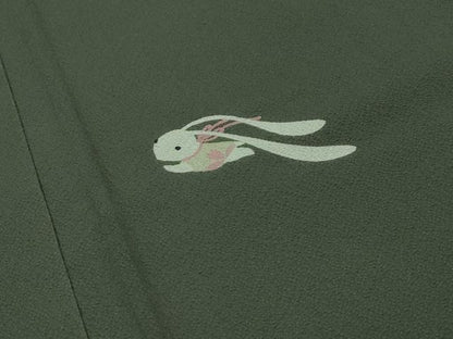 平和屋本店■極上　世界的人形師　辻村寿三郎　ジュサブロー　訪問着　雪輪兎文　藍媚茶色地　逸品　CZAA1551s5