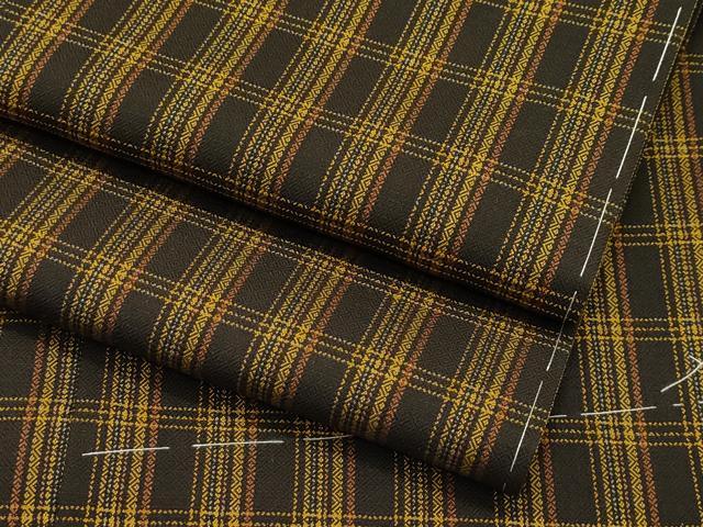 平和屋本店■極上　本場黄八丈　黒八丈　まるまなこ　紬　格子柄　逸品　未使用　CZAA1553s5