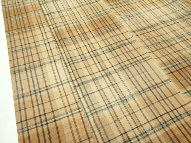 平和屋本店●希少 宗広ふきゑ 郡上紬 草木染 格子柄 証紙付き 逸品 CZAA1554s5