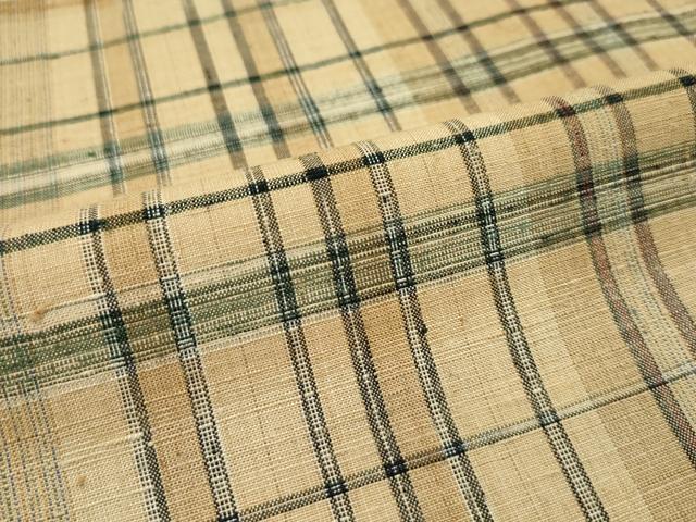 平和屋本店●希少 宗広ふきゑ 郡上紬 草木染 格子柄 証紙付き 逸品 CZAA1554s5