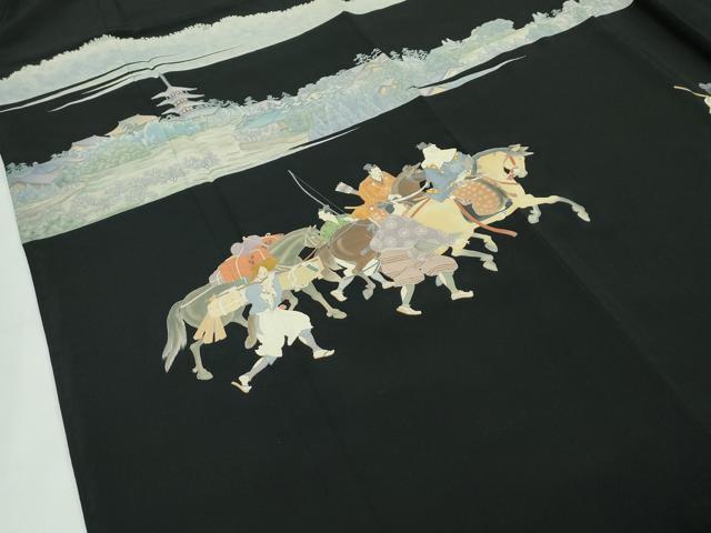 平和屋本店●極上　加賀友禅の巨匠　初代　由水十久　黒留袖　戦　逸品　CZAA4756s6