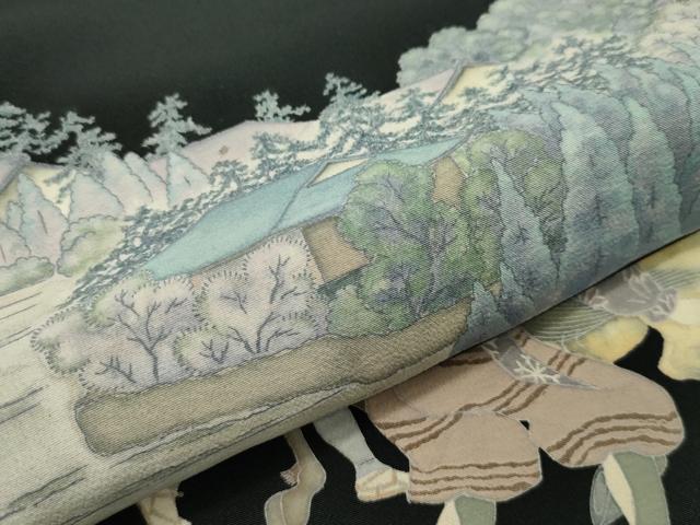 平和屋本店●極上　加賀友禅の巨匠　初代　由水十久　黒留袖　戦　逸品　CZAA4756s6