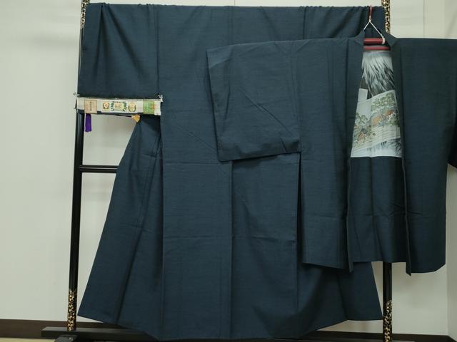 平和屋本店■極上　男性　結城紬　アンサンブル　杢　証紙付き　逸品　CZAA1612s5