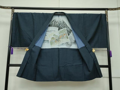 平和屋本店■極上　男性　結城紬　アンサンブル　杢　証紙付き　逸品　CZAA1612s5