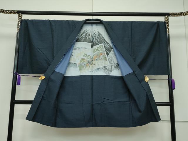 平和屋本店■極上　男性　結城紬　アンサンブル　杢　証紙付き　逸品　CZAA1612s5