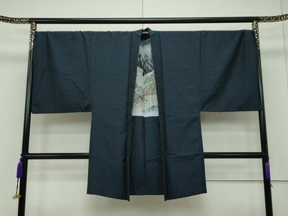 平和屋本店■極上　男性　結城紬　アンサンブル　杢　証紙付き　逸品　CZAA1612s5