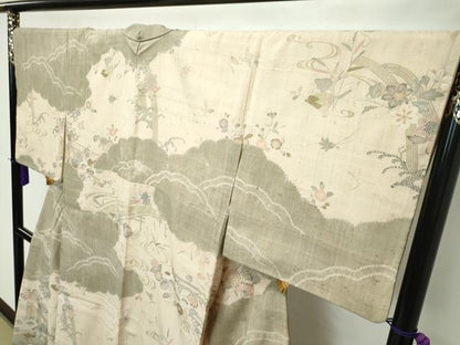 平和屋本店■極上　染織の名門　しょうざん  生紬　訪問着　吉祥草花文　金彩　逸品　CZAA3100s5