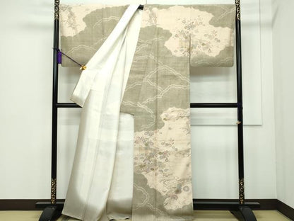 平和屋本店■極上　染織の名門　しょうざん  生紬　訪問着　吉祥草花文　金彩　逸品　CZAA3100s5