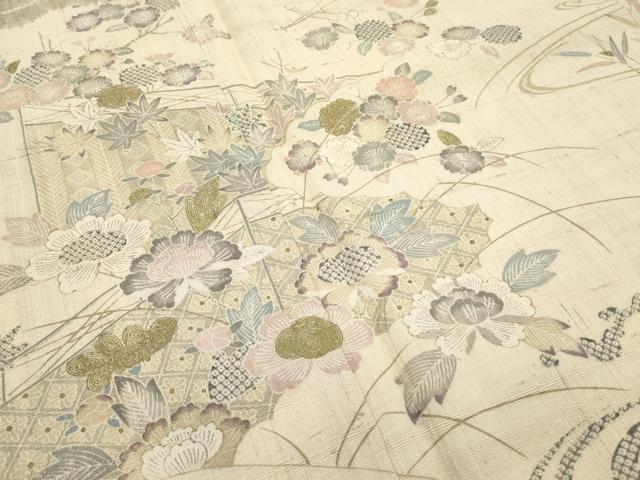 平和屋本店■極上　染織の名門　しょうざん  生紬　訪問着　吉祥草花文　金彩　逸品　CZAA3100s5