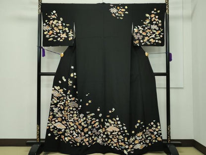 平和屋本店■極上　訪問着　駒刺繍　宝尽くし　黒地　金彩　逸品　CZAA1619s5