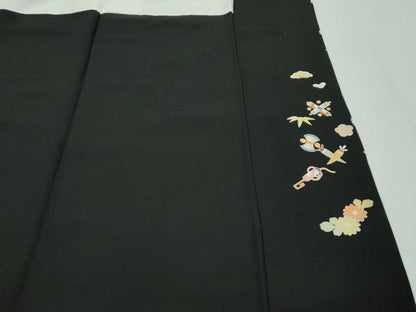 平和屋本店■極上　訪問着　駒刺繍　宝尽くし　黒地　金彩　逸品　CZAA1619s5