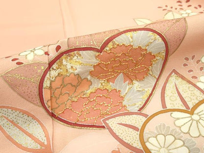 平和屋本店●極上　創業460年・千總　訪問着　駒刺繍　草花文　金彩　深支子色地　高島屋扱い　逸品　CZAA1622s5