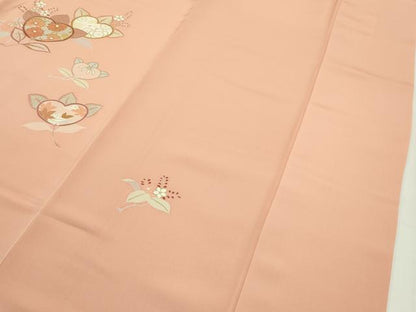 平和屋本店●極上　創業460年・千總　訪問着　駒刺繍　草花文　金彩　深支子色地　高島屋扱い　逸品　CZAA1622s5