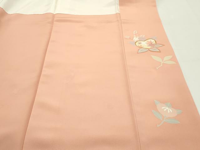 平和屋本店●極上　創業460年・千總　訪問着　駒刺繍　草花文　金彩　深支子色地　高島屋扱い　逸品　CZAA1622s5